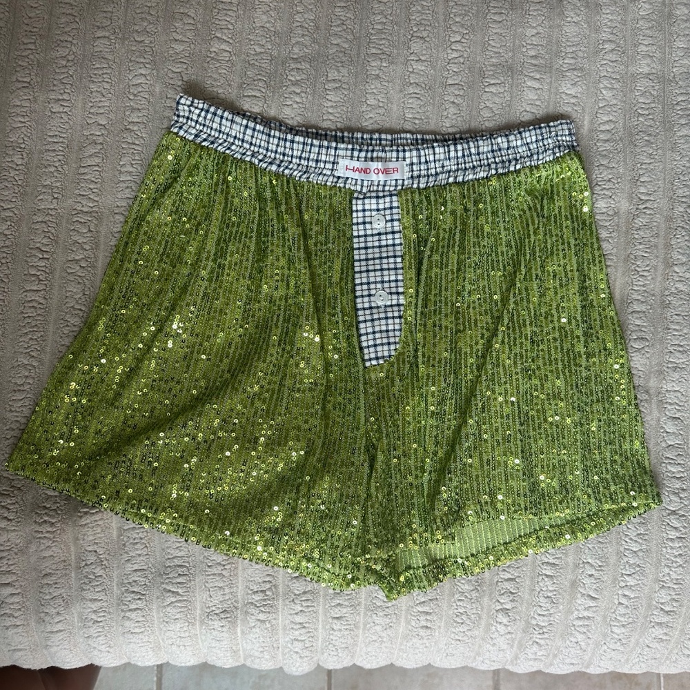 HANDOVER SEQUIN SHORT BOXERS SZ LARGE
